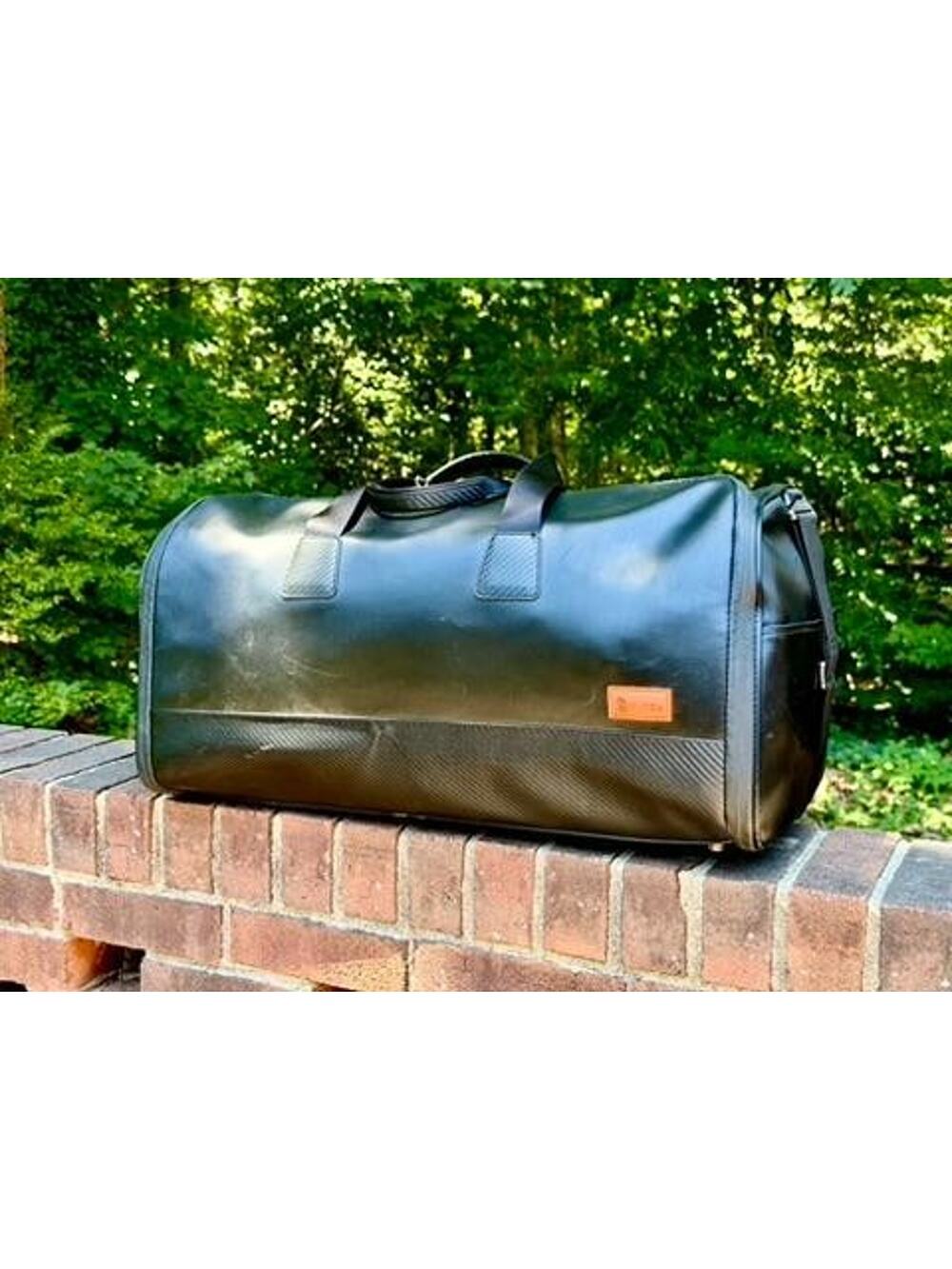 Stitch Golf Ultimate Garment Bag Black Leather Convertible Duffle Travel Bag